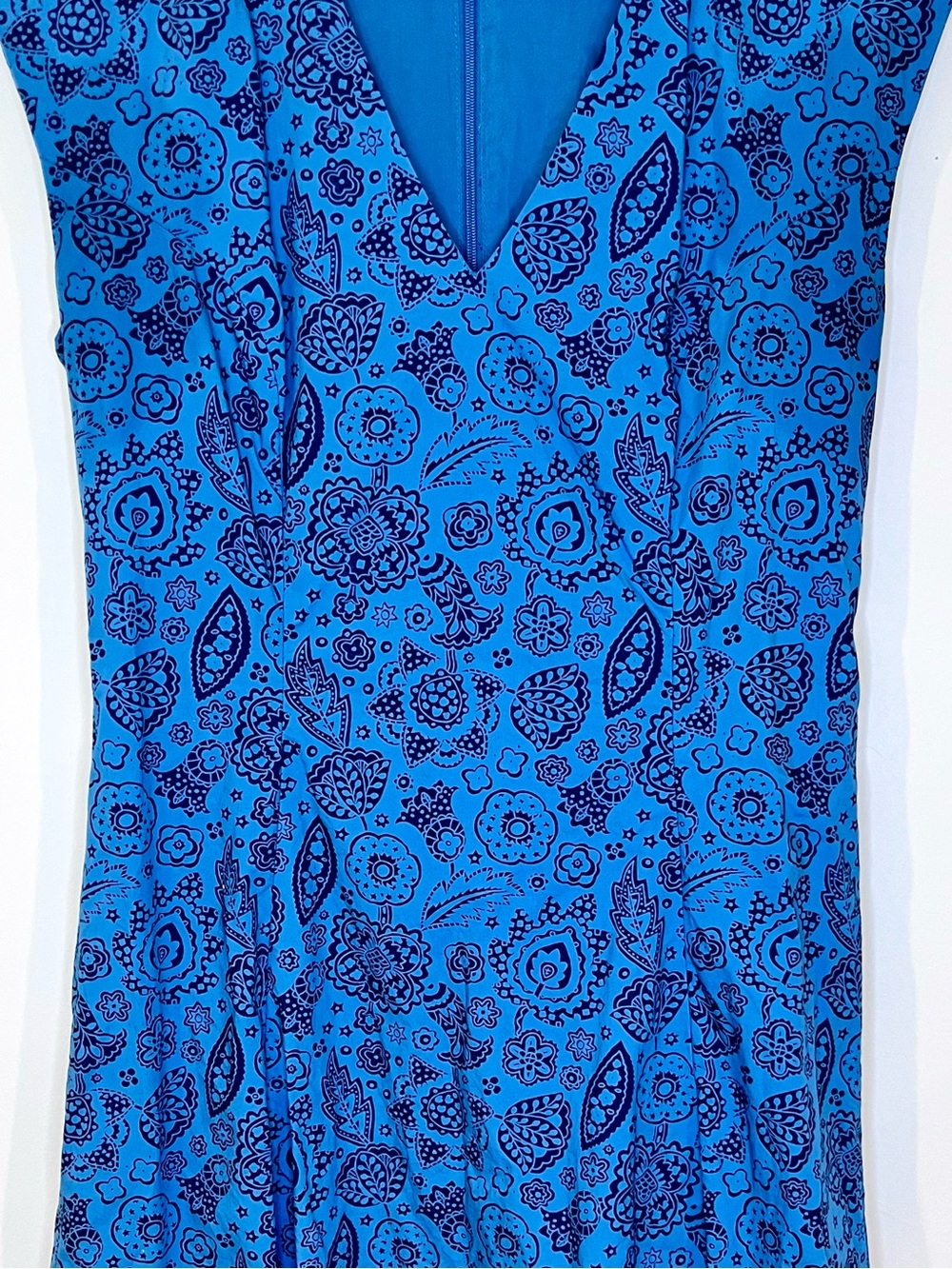 Boden Blue Paisley V-Neck Dress - Picture 3 of 6